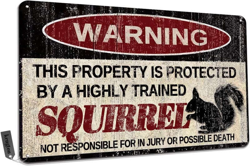 Kengtou Vintage Squirrel Metal Warning Sign - Image 1
