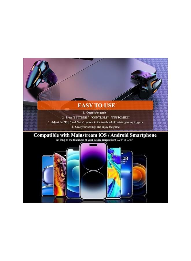 Green Tiger Mobile Game Triggers – Pro Touch Controller with Fast Aim Fire Buttons, Ultra-Sensitive Joysticks for iOS/Android Phones – Ergonomic Grip for Battle Games - Image 3