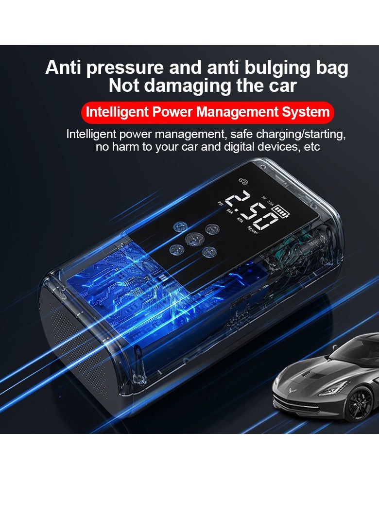 Car Battery Jump Starter, 2000A Portable Car Starter Battery Pack (Up to 8L Gasoline/6.5L Diesel Engines) 12V Jumper Box with Jumper Wires, Large LCD Display, USB QC3.0, LED Light, Compact