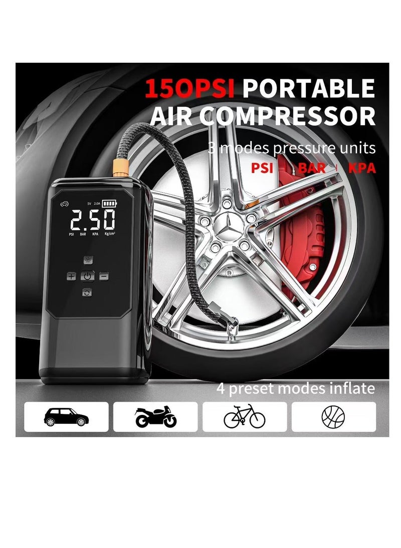 او تو او جهاز تشغيل طوارئ محمول لاسلكي للسيارة من AOTUO، مضخة هواء للإطارات، ضاغط هواء لنفخ الإطارات بسهولة، شاشة LED، مع مصباح يدوي، مصدر طاقة متنقل، سعة تخزين كبيرة - Image 5