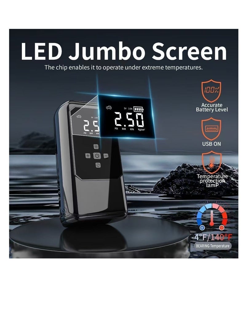 AOTUO Car emergency starter with air compressor, suitable for 6.0L gasoline and 3.0L diesel engines, smart starter with display and emergency light. Portable Cordless Car Battery Emergency Starter, Tire Air Pump, Air Compressor To Easily Inflate Tires, LED Display, With Flashlight, Mobile Power Supply, Large Capacity Storage - Image 3