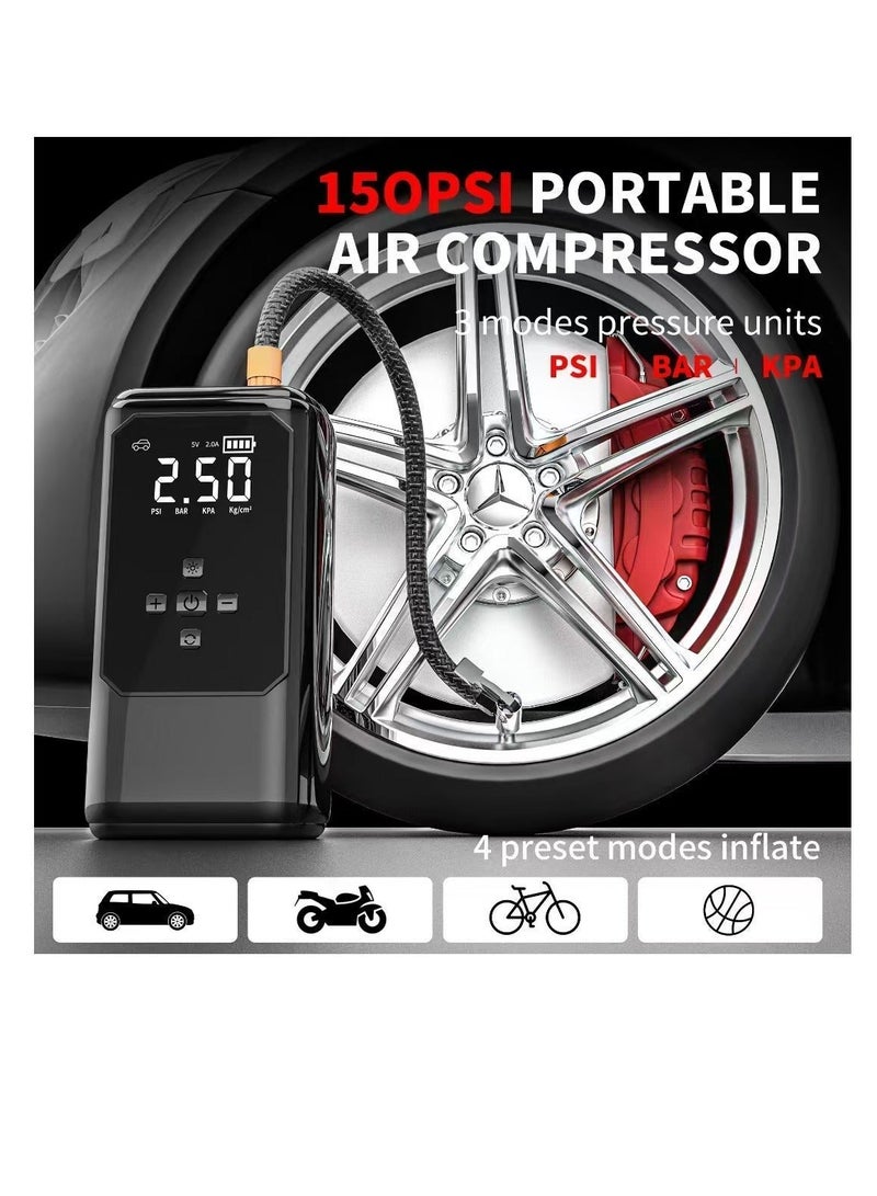 AOTUO Car emergency starter with air compressor, suitable for 6.0L gasoline and 3.0L diesel engines, smart starter with display and emergency light. Portable Cordless Car Battery Emergency Starter, Tire Air Pump, Air Compressor To Easily Inflate Tires, LED Display, With Flashlight, Mobile Power Supply, Large Capacity Storage - Image 5