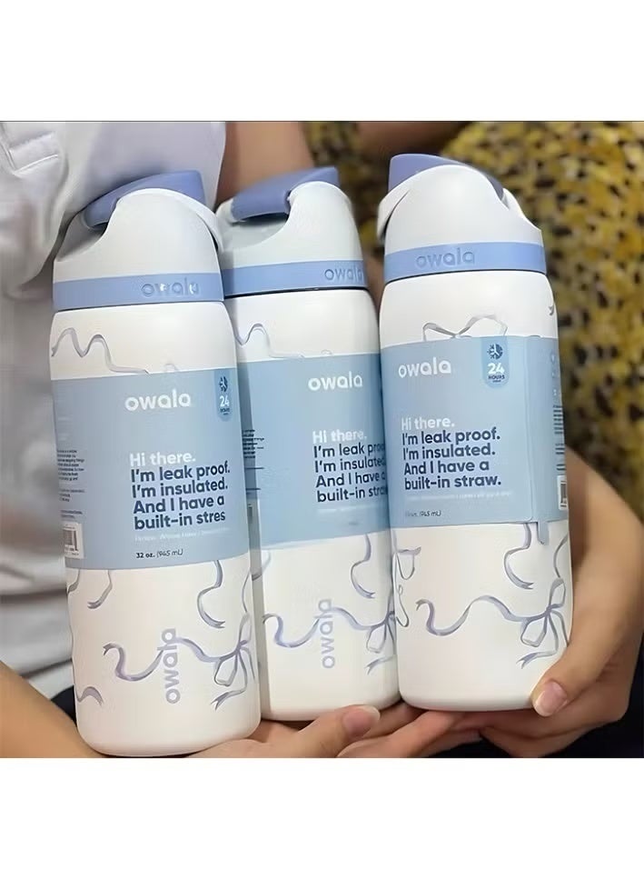 Owala Insulated Stainless Steel Water Bottle with Straw for Sports and Travel, 32-Ounce Blue Ribbon 32 OZ - Image 4