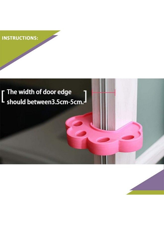 Safe-O-Kid Pack Of 4 Fit All Sleek Design Strong Silicone Door Stopper Pink  - Image 4