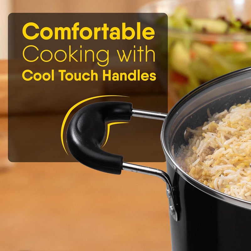 AGARO Elegant Non Stick Biryani Pot with Glass Lid 26 cm Diameter 55 Liter Capacity Non Stick Coated Aluminium Pot Side Handle Gas Induction Oven Compatible Biriyani Pulao Rice - Image 4