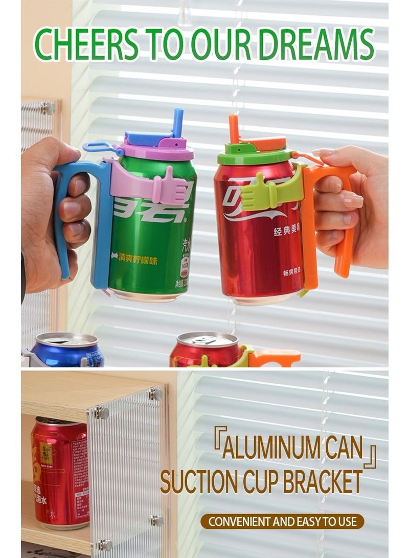 Soda Can Lids and Holders with Straw, Spill-Proof Can Covers & Can Handles for 330ml/500ml Cans, Reusable Drink Can Holder for Soda,  Beverage，Portable Drink Can Holder for Home, Party, Outdoor - Image 2