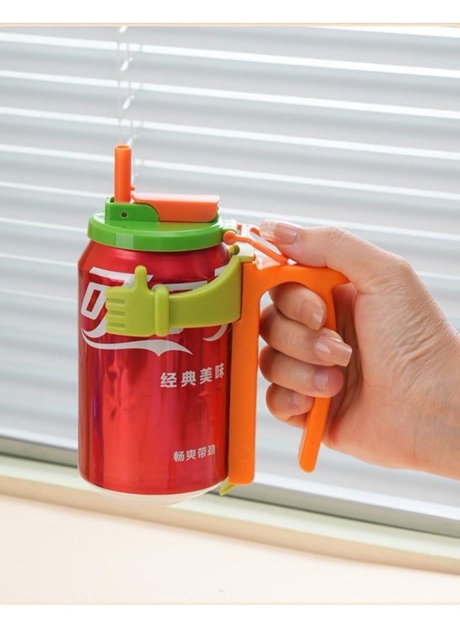 Soda Can Lids and Holders with Straw, Spill-Proof Can Covers & Can Handles for 330ml/500ml Cans, Reusable Drink Can Holder for Soda,  Beverage，Portable Drink Can Holder for Home, Party, Outdoor - Image 1