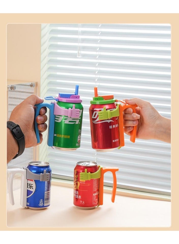Soda Can Lids and Holders with Straw, Spill-Proof Can Covers & Can Handles for 330ml/500ml Cans, Reusable Drink Can Holder for Soda,  Beverage，Portable Drink Can Holder for Home, Party, Outdoor - Image 5