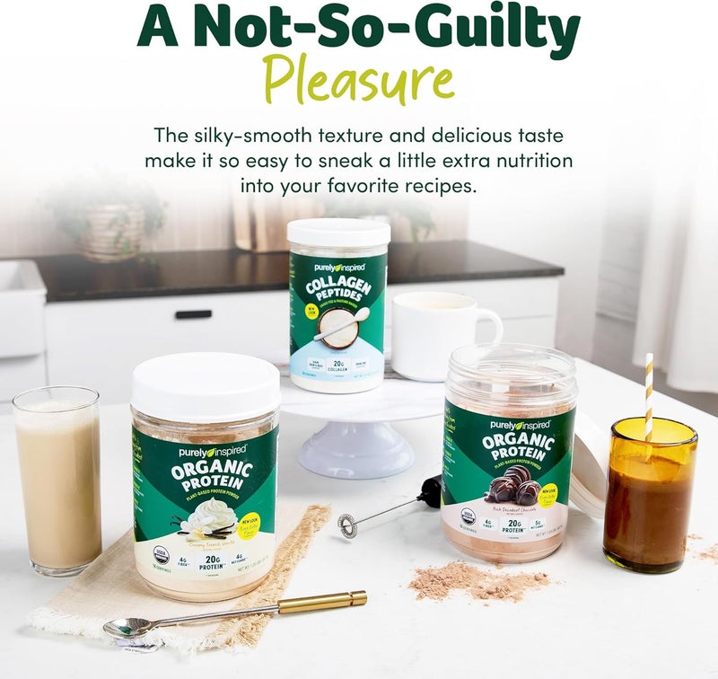 purely inspired مسحوق بروتين نباتي مستوحى بالكامل للرجال والنساء بنكهة الفانيليا الفرنسية الكريمية 16 حصة نباتي عضوي 20 جرام من مسحوق بروتين البازلاء للسموذي والمشروبات الخالية من الألبان والخالية من الغلوتين - Image 3