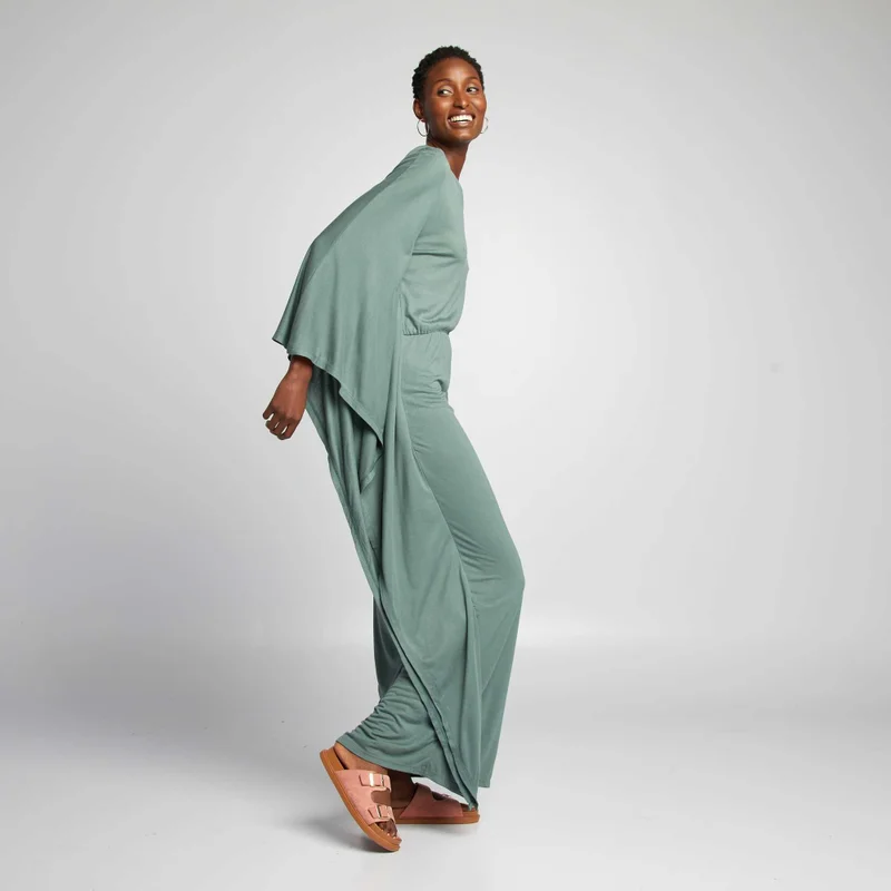 Kiabi Flowing Dress With Butterfly Sleeves Green