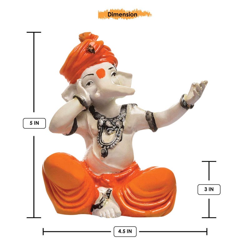Karigaari India Handcrafted Polyresin Eco Friendly Lord Ganesha Ganpati Idol Figurine Lord Ganesha Statue for Home Decoration Multicolor - Image 5