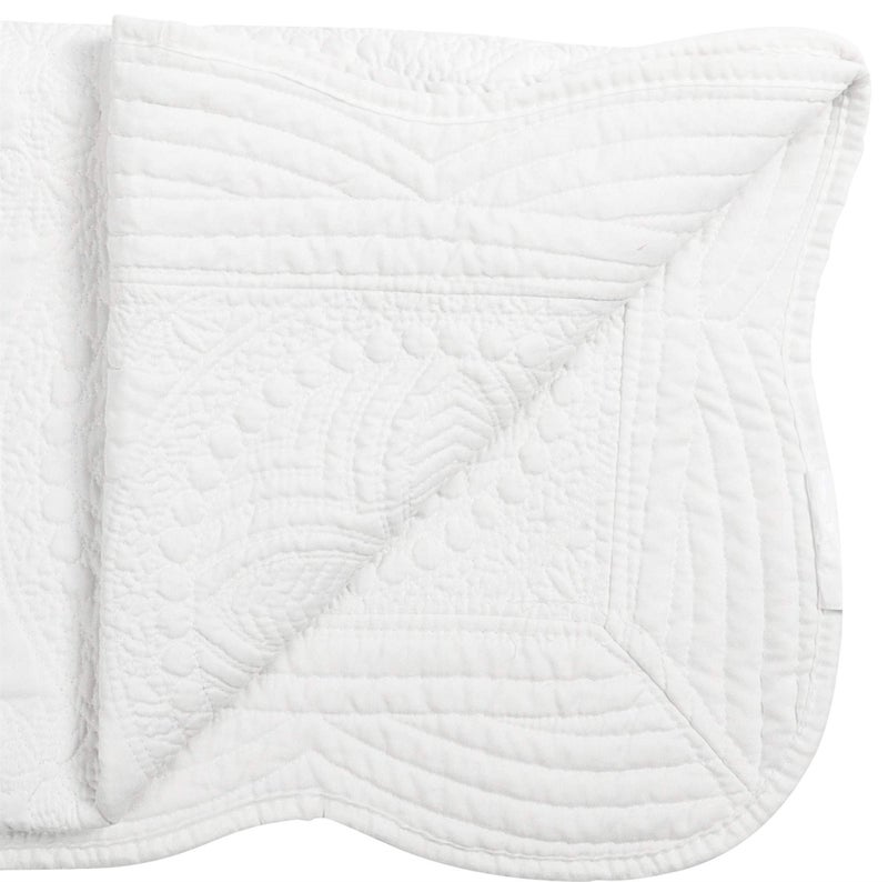 MONOBLANKS Baby Quilt Personlized Monogram Lightweight Embossed Scalloped Throw Blanket Four Seasons (White) - Image 4
