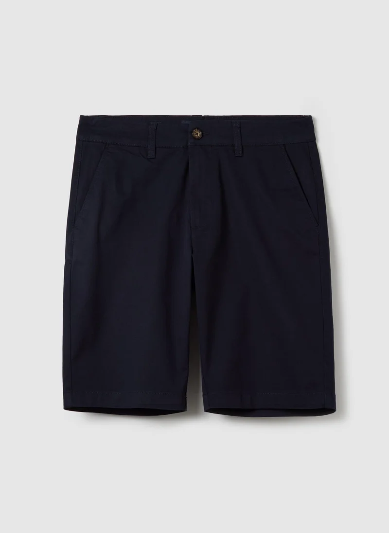 او في اس Stretch Cotton Chino Bermuda Shorts