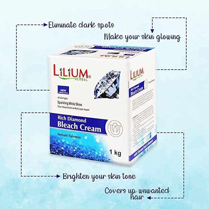 Lilium Rich Diamond Instant Fairness Bleach Cream1kg For Sparkling White Shine - Image 4