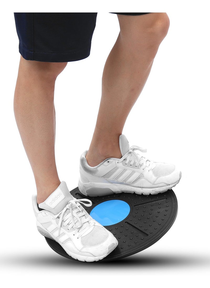 قرص توازن مستدير لليوجا وتمارين اللياقة البدنية بزاوية 10-20 درجة، أسود/أزرق - Image 2