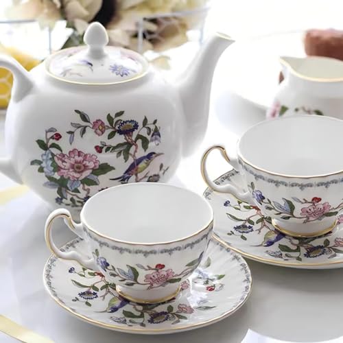 Aynsley Fine Bone China Pembroke Oban Teapot and Set of 2 Teacups & Saucers - Image 3