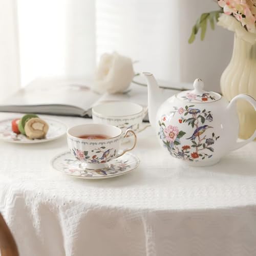 Aynsley Fine Bone China Pembroke Oban Teapot and Set of 2 Teacups & Saucers - Image 5