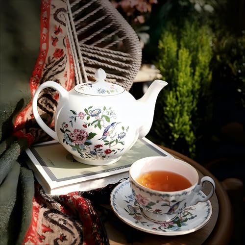 Aynsley Fine Bone China Pembroke Oban Teapot and Set of 2 Teacups & Saucers - Image 2