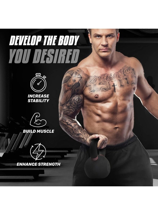 WAKYME 10kg Powder Coated Kettlebell – Solid Cast Iron Core with Non-Slip Handle & Flat Bottom – Heavy Duty Strength Training Weight for Conditioning, Cross Training & Home Gym – Single - Image 3