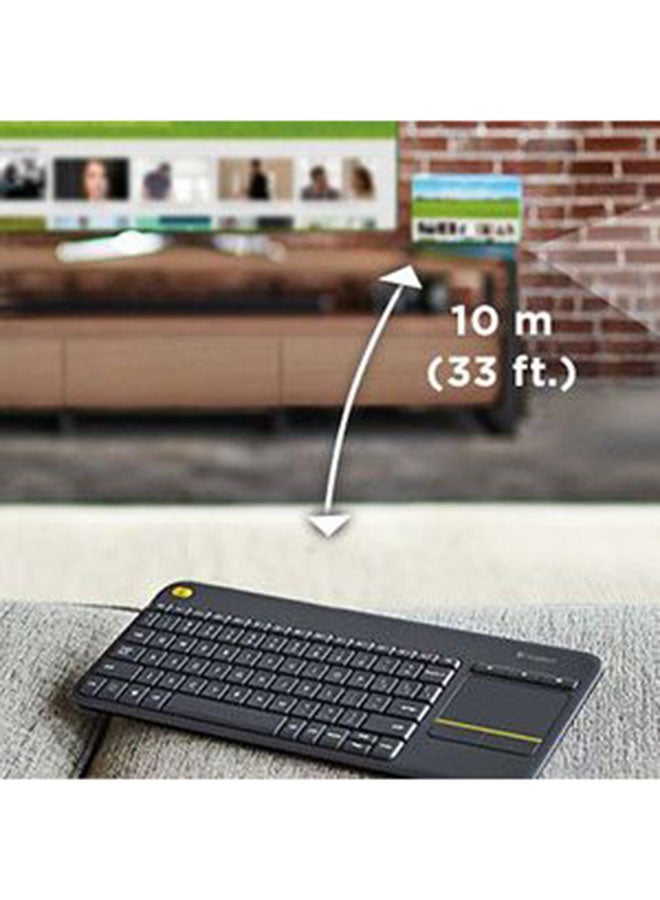 Logitech K400 Plus Wireless Livingroom Keyboard with Touchpad for Home Theatre PC Connected to TV, Customizable Multi-Media Keys, Windows, Android, Laptop/Tablet, Arabic Keyboard Black - Image 4