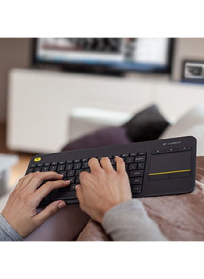 Logitech K400 Plus Wireless Livingroom Keyboard with Touchpad for Home Theatre PC Connected to TV, Customizable Multi-Media Keys, Windows, Android, Laptop/Tablet, Arabic Keyboard Black - Image 5