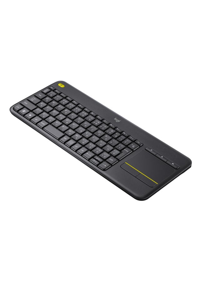 Logitech K400 Plus Wireless Livingroom Keyboard with Touchpad for Home Theatre PC Connected to TV, Customizable Multi-Media Keys, Windows, Android, Laptop/Tablet, Arabic Keyboard Black - Image 1