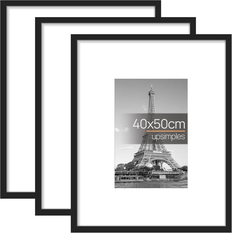upsimples Pack of 3 Picture Frames 40 x 50 cm Black Picture Frame for Photos Pictures Posters - Image 1