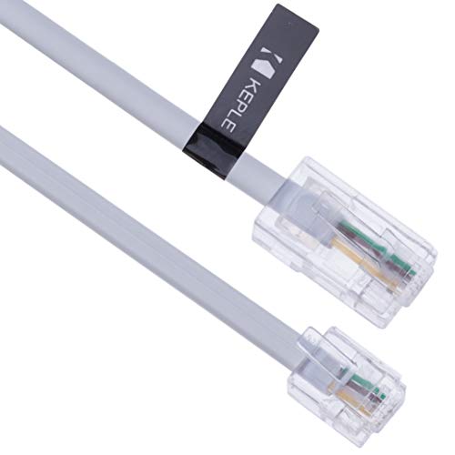 Keple 1m RJ11 to RJ45 Cable - RJ11 to RJ45 Phone Telephone Cord - 6P4C to 8P8C Connector Plug - White - Image 1