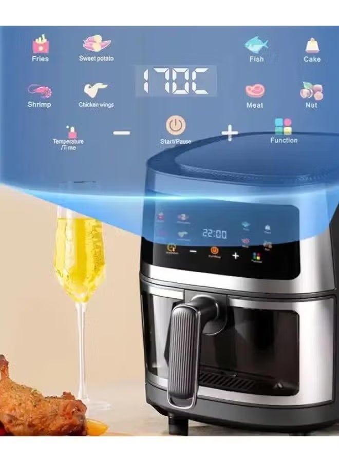 JAJEEK 8L Large Capacity Air Fryer with Powerful 2400W High-Speed Heating, Digital Touchscreen Oil-Free Air Cooking System for Healthy Frying, Baking, Grilling, Roasting & Reheating, Non-Stick Basket, Fast Even Hot Air Circulation, Family-Size Electric Air Cooker for Home & Kitchen Use - Image 3