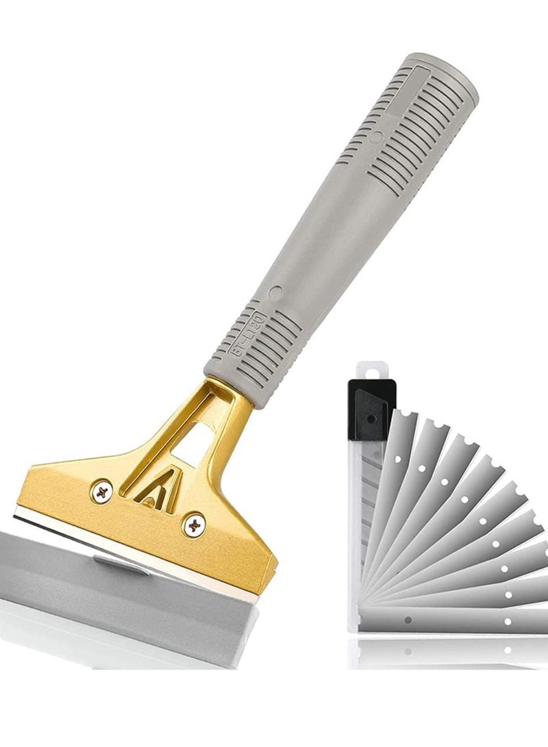 Bukela Razor Blade Scraper, 4 Inch Scraper Tool with 10pcs Extra Metal Blades, Multi Purpose Heavy Duty Scraper for Window, Glass, Floor, Wall, Paint, Caulk, Labels, Adhesive, Sticker - Image 1