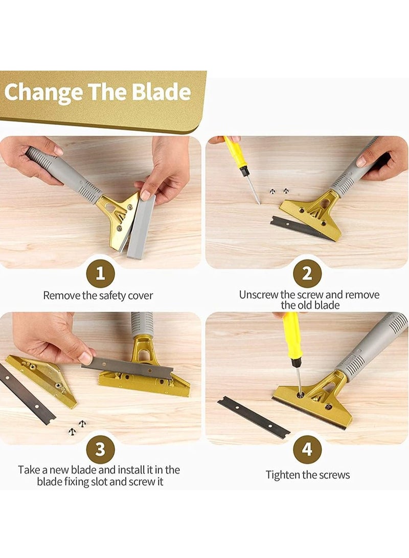 Bukela Razor Blade Scraper, 4 Inch Scraper Tool with 10pcs Extra Metal Blades, Multi Purpose Heavy Duty Scraper for Window, Glass, Floor, Wall, Paint, Caulk, Labels, Adhesive, Sticker - Image 3