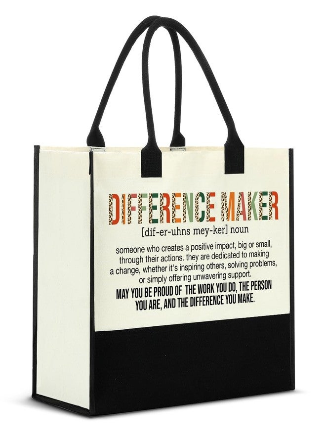 Nvhai Thank You Gifts for Women Boss Leader Coworker, Appreciation Gifts for Boss Lady Coworker Teacher Nurse Coach Retirement New Job Going Away, Difference Maker Definition Canvas Tote Bag for Women - Image 1