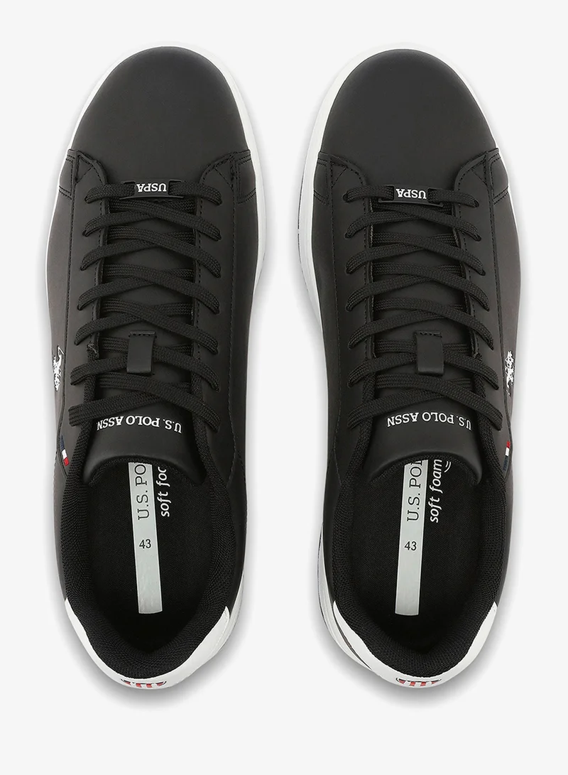 U.S. Polo Assn. black Men's Black Sneakers - Classic Design with White Accents, Comfortable Casual Shoes for Everyday Style for Men | Best Price UAE