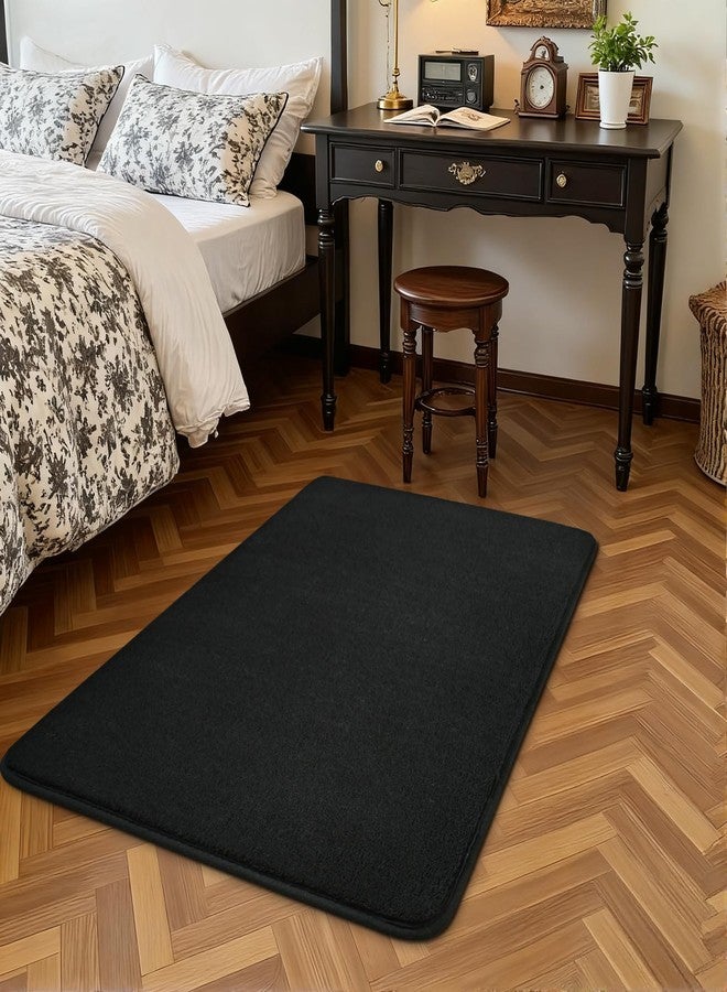 HOMORE 2x3 Small Black Rug, Soft Memory Foam Rugs for College Dorm, Throw Bedside Rug for Bedroom, Non Slip Washable Rugs for Indoor Entryway Entrance Kitchen - Image 2