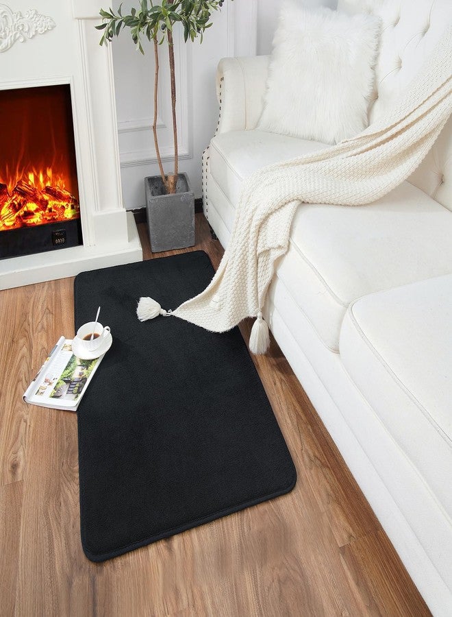 HOMORE 2x3 Small Black Rug, Soft Memory Foam Rugs for College Dorm, Throw Bedside Rug for Bedroom, Non Slip Washable Rugs for Indoor Entryway Entrance Kitchen - Image 4