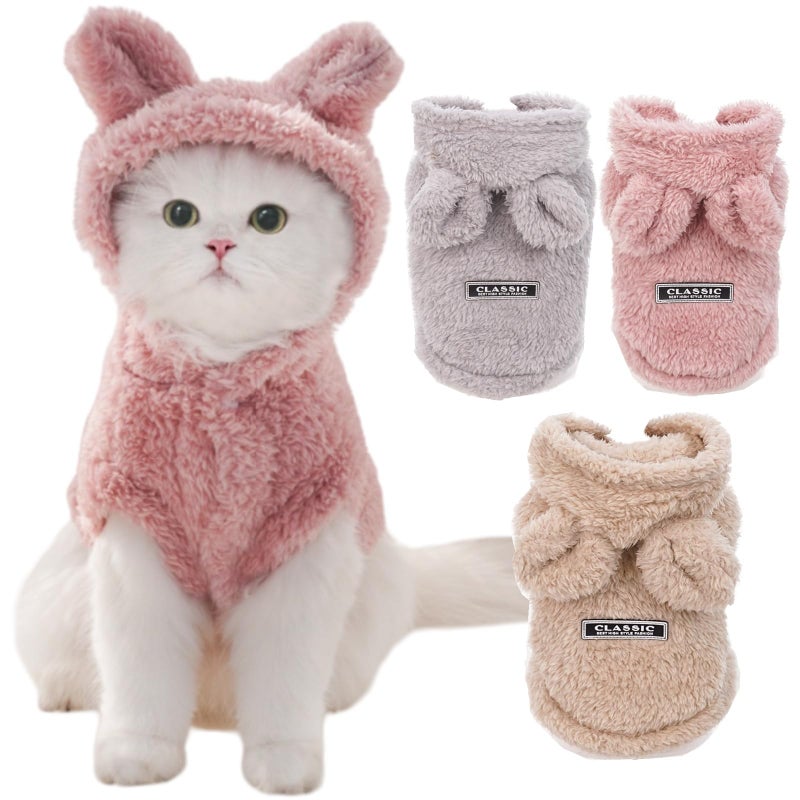 Selena Cat Bunny Ears Costume Cute Dog Kitten Hoodies Sweater Rabbit Ears Puppy Pet Apparel (Small,Pink) - Image 1