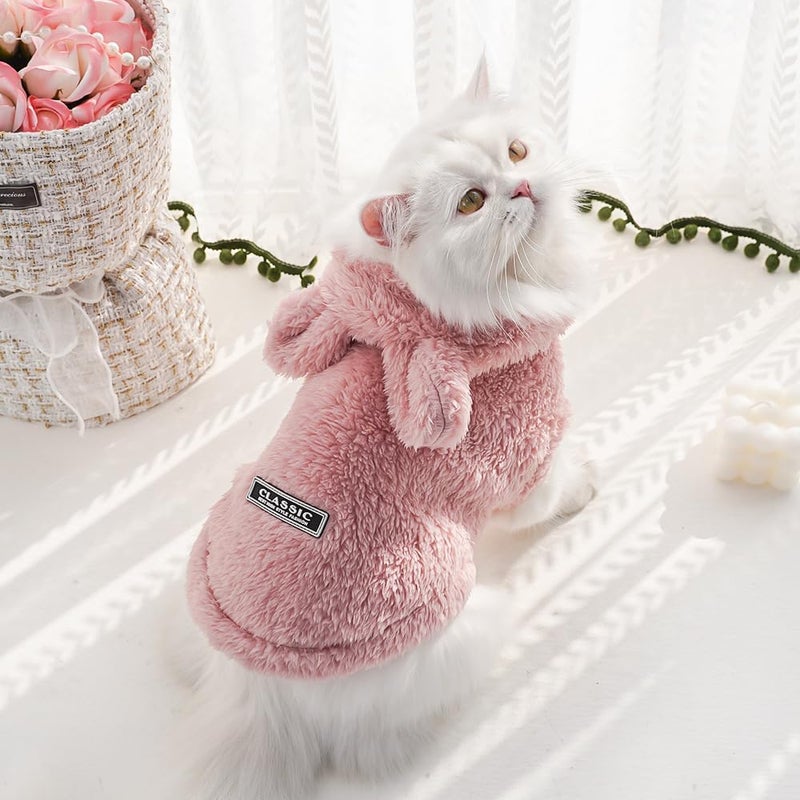 Selena Cat Bunny Ears Costume Cute Dog Kitten Hoodies Sweater Rabbit Ears Puppy Pet Apparel (Small,Pink) - Image 2
