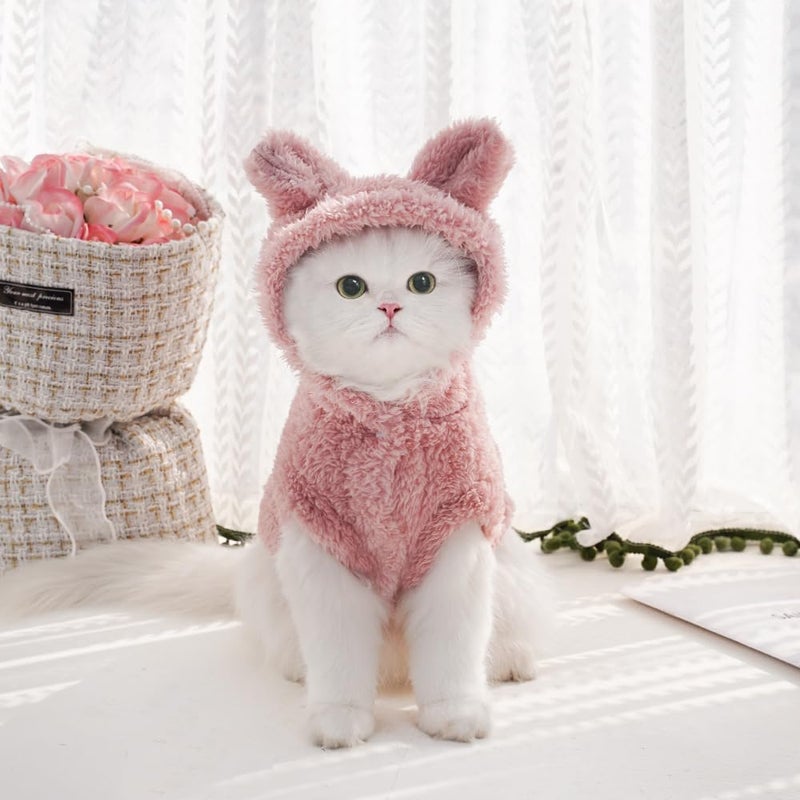 Selena Cat Bunny Ears Costume Cute Dog Kitten Hoodies Sweater Rabbit Ears Puppy Pet Apparel (Small,Pink) - Image 4