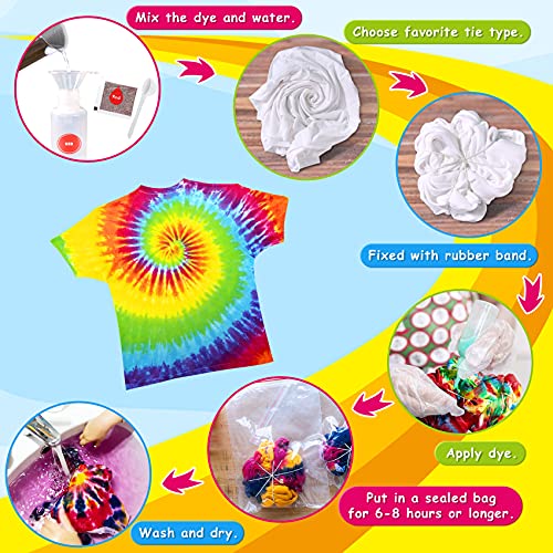 PATIFEED Tie Dye Kit for Kids Adults - Arts and Crafts Toy for Girls & Boys Ages 6-12 - Fabric Tye Dye Craft Kits 20 Colours, Birthday Christmas Gifts for Kids 3 4 5 6 7 8 9 10+ - Image 4