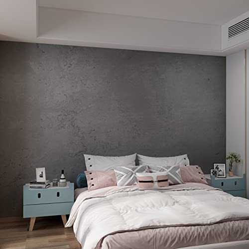 3yecao 31354 Darker Grey Black Wide Concrete Wallpaper Peel and Stick Extra Thick 3D Dark Gray Faux Contact Paper Textured Stained Vinyl Wrap Matte Wall Sticker for Walls Bedroom Basement Bathroom
