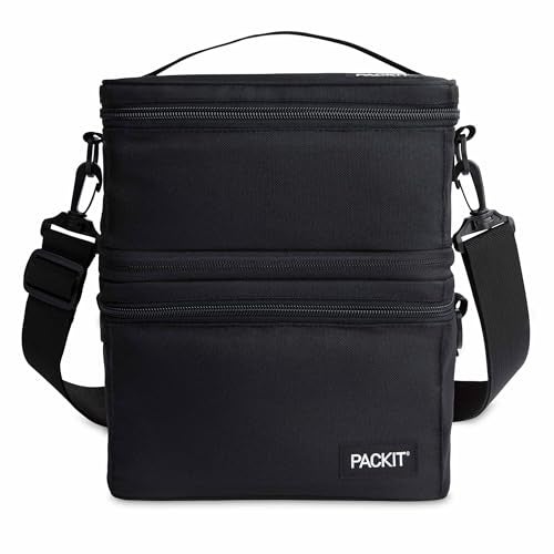 PackIt MOD 3-IN-1 Lunch Box, Black, Triple Function System, Insulated and Freezable with ECOFREEZE Technology, Removable Crossbody Strap, Top Handle, Designed for Fresh Office or Work Lunches - Image 1