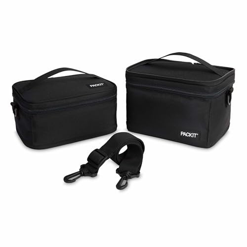 PackIt MOD 3-IN-1 Lunch Box, Black, Triple Function System, Insulated and Freezable with ECOFREEZE Technology, Removable Crossbody Strap, Top Handle, Designed for Fresh Office or Work Lunches - Image 3