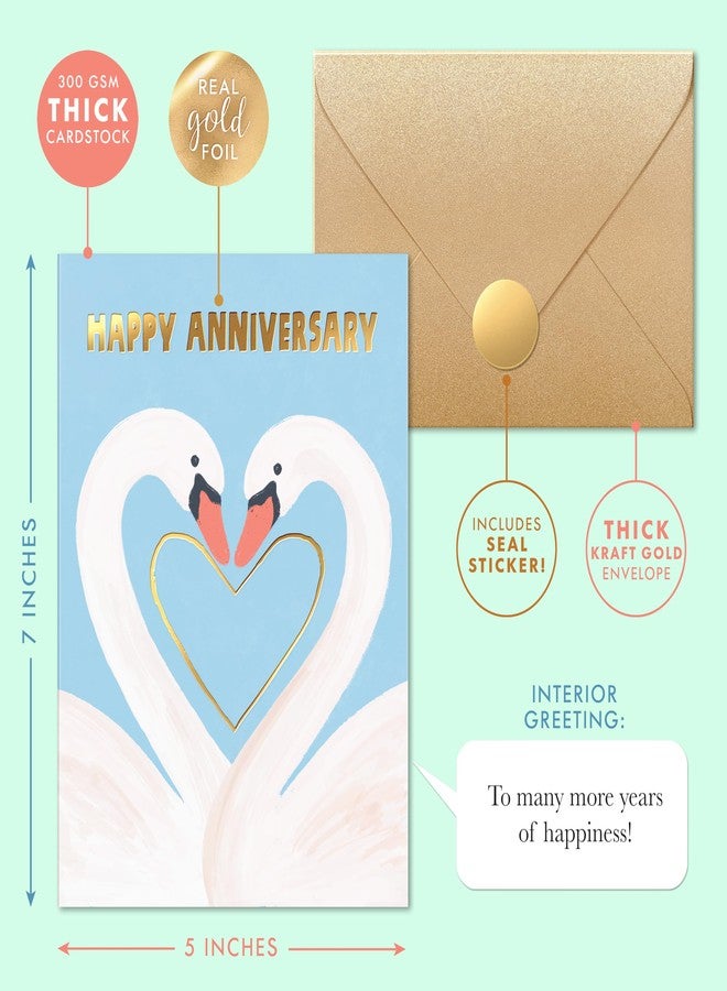 Sweetzer & Orange Elegant Gold Foil Anniversary Card - 5”x7 Premium Thick Cardstock with Gold Kraft Envelope & Sealing Sticker - Romantic Greeting Card for Wedding Anniversary Husband Wife or Couple - Image 2