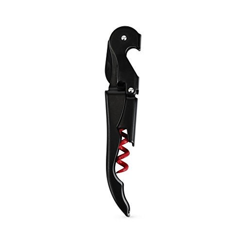 True True Brands TrueTap Double Hinged Waiters Corkscrew Topnotch Stainless Steel Opener with Foil Cutter Built to Last Wine Key Black Red Set of 1 