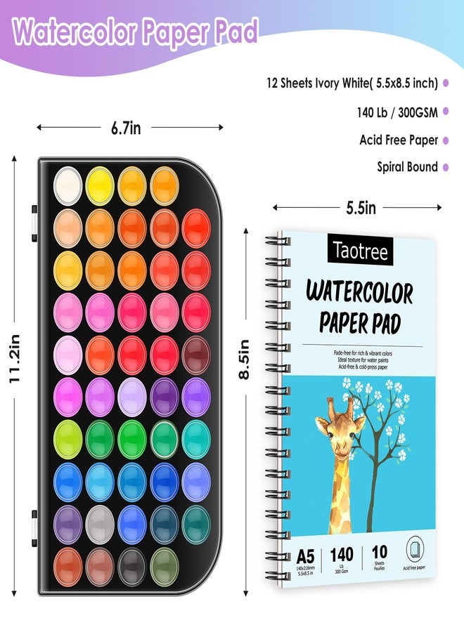 Taotree Watercolor Paint Set, 48 Colors Watercolors Kit Water Colors with 10 Paint Brushes, Brush Pens, Palette, Drawing Pad, Painting Supplies, Christmas Gifts for Teen Girls Boys Kids Adults Artist - Image 4