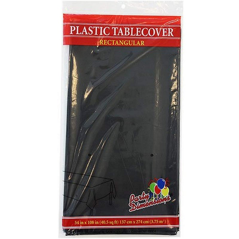 Party Dimensions Plastic Rectangular 54x108  Black  1 Pc Table Cover 54 by 108