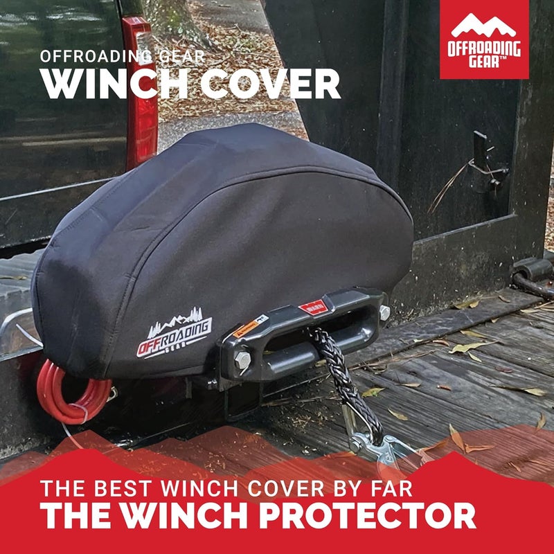 Offroading Gear 4x4 Waterproof and Dust-Resistant Heavy-Duty Winch Cover for 8,000lbs - 10,000lbs Winches | Black Neoprene Fabric | ATV| Jeep| Truck| Etc.| Medium - Image 4