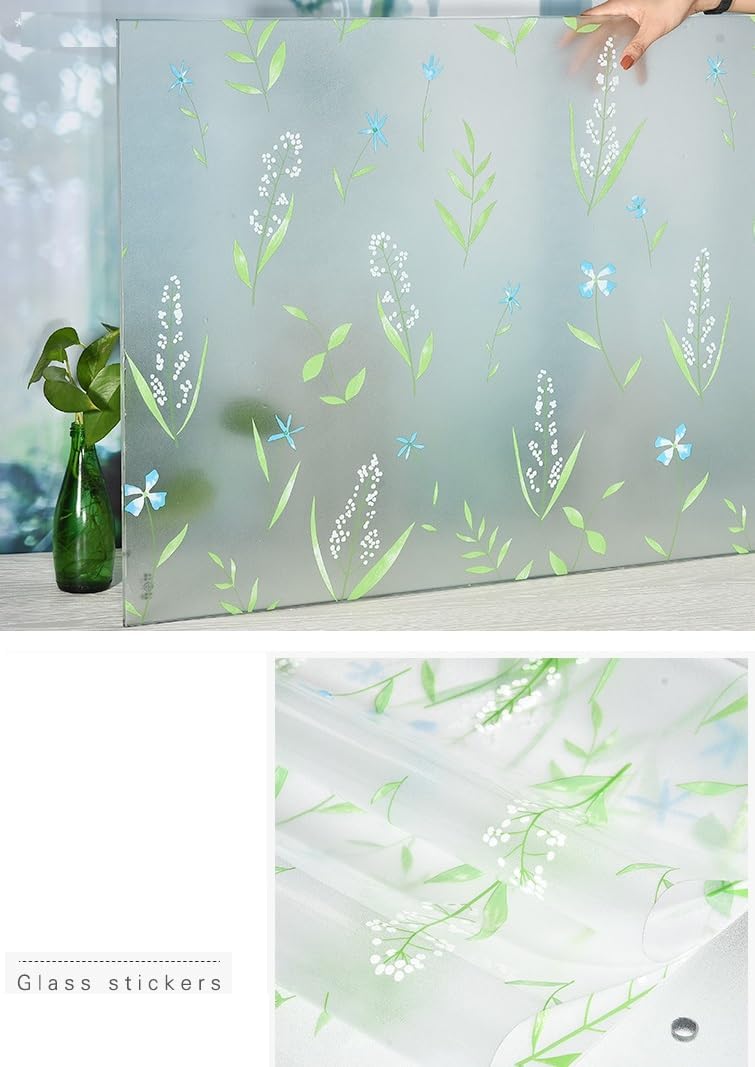 Sun Bird Self-Adhesive Film Window Film Frosted Glass Sliding Door Bathroom Window Stickers Translucent Opaque UV Protection Static Clings Window Film, (1.5 Ft x 6 Ft, Leaf Grass) - Image 3