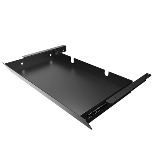 Gaxomo Large Under Desk Mounted Sliding Drawer with 2 Cable Hole and 60 Degree Tilt Panel to Pull Out, 22.4'' Long & 9.2'' deep Large Storage Organizer for Sit Stand Workstation - Image 1