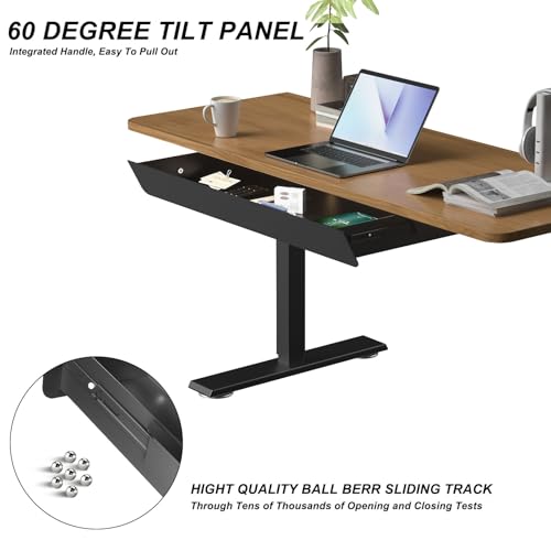 Gaxomo Large Under Desk Mounted Sliding Drawer with 2 Cable Hole and 60 Degree Tilt Panel to Pull Out, 22.4'' Long & 9.2'' deep Large Storage Organizer for Sit Stand Workstation - Image 5
